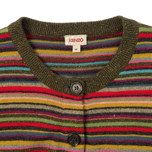Vintage KENZO Striped Cardigan Twin Set - Sweater - Wool - Multicolor - Size M - Picture 4 of 7